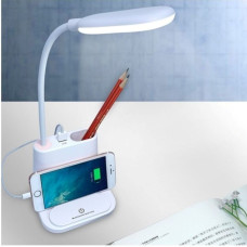 Умная настольная светодиодная Led лампа с держателем для телефона YW9070 белая